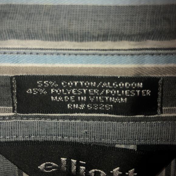 Elliott Cotton Blend XL Long Sleeve Button Front Striped Shirt - Picture 4 of 8